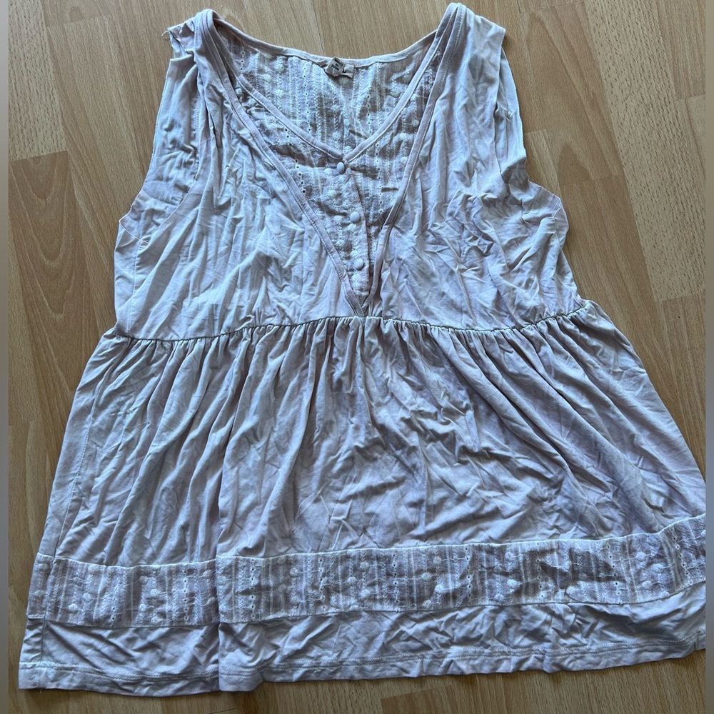 POL Light Pink Sleeveless V-Neck Peplum Tunic